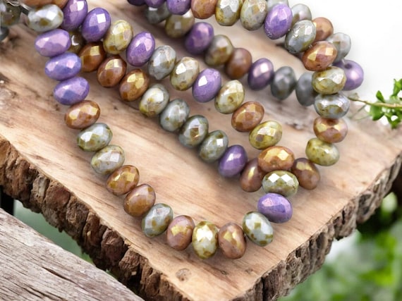 Czech Rondelle Beads - Czech Glass Beads - Picasso Beads - Czech Glass Rondelles - Gemtone Mix - 5x3mm - 30pcs - (1562)