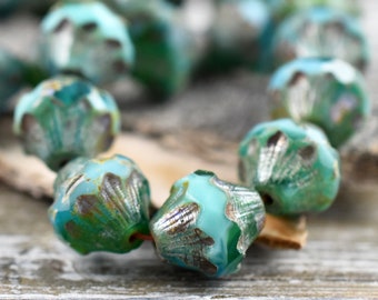 Picasso Beads - Czech Glass Beads - Baroque Bicone Beads - Czech Glass Bicone - Lantern Bicone - 6pcs - 11x10mm - (4175)