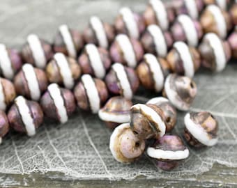 Picasso Beads - Czech Glass Beads - Vintage Beads - Large Glass Beads - Saturn Beads - 27pcs - 8x10mm - (B100)