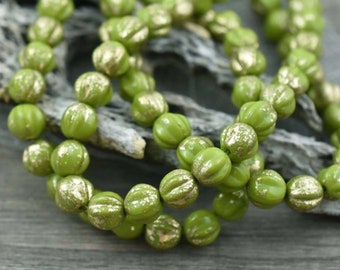 Czech Glass Beads - Melon Beads - Round Beads - Picasso Beads - 6mm - 25pcs (383)