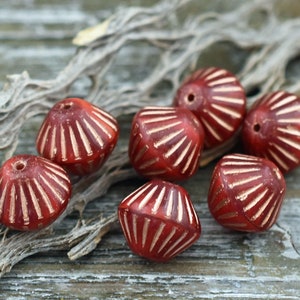 Czech Glass Beads Bicone Beads Red Beads Czech Glass Bicone 11mm 15pcs 2733 image 1