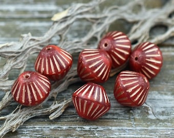 Czech Glass Beads - Bicone Beads - Red Beads - Czech Glass Bicone - 11mm - 15pcs - (2733)