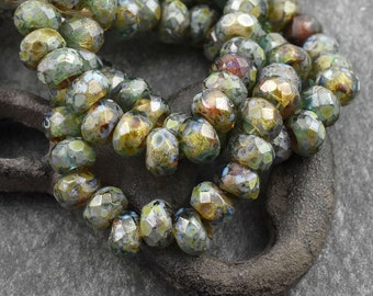 Roller Beads - Rondelle Beads - Large Hole Beads - Picasso Beads - 3mm Hole Beads - Czech Glass Beads - 5x8mm - 25pcs - (A306)