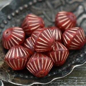 Czech Glass Beads Bicone Beads Red Beads Czech Glass Bicone 11mm 15pcs 2733 image 3