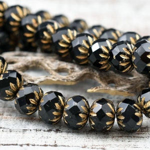 Czech Glass Beads Rondelle Beads Fire Polished Beads Black Rondelle Bead 6x9mm 25pcs A395 image 5