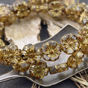 Picasso Beads - Czech Flower Beads - Czech Glass Beads - Hawaiian Flower Beads - 16pcs - 9mm - (976)