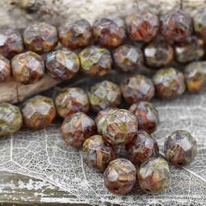 Picasso Beads Czech Glass Beads Fire Polished Beads Round Beads Rustic Beads Red Picasso 8mm 16pcs 3861 image 1