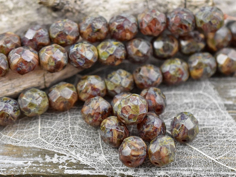 Picasso Beads Czech Glass Beads Fire Polished Beads Round Beads Rustic Beads Red Picasso 8mm 16pcs 3861 image 1