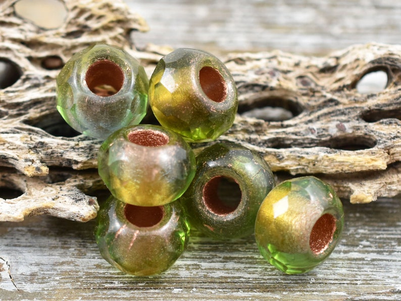 Czech Glass Beads Large Hole Beads Roller Rondelle Rondelle Beads Large Hole Rondelle 7x12mm 15pcs 2343 image 6