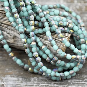 3mm Beads - Czech Glass Beads - Fire Polish Beads - Round Beads - Etched Beads - Picasso Beads -  50pcs (4558)