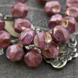 Czech Glass Beads - Central Cut Beads - Round Beads - Picasso Beads - Czech Beads - Pink Beads - 9mm - 15pcs - (1534)