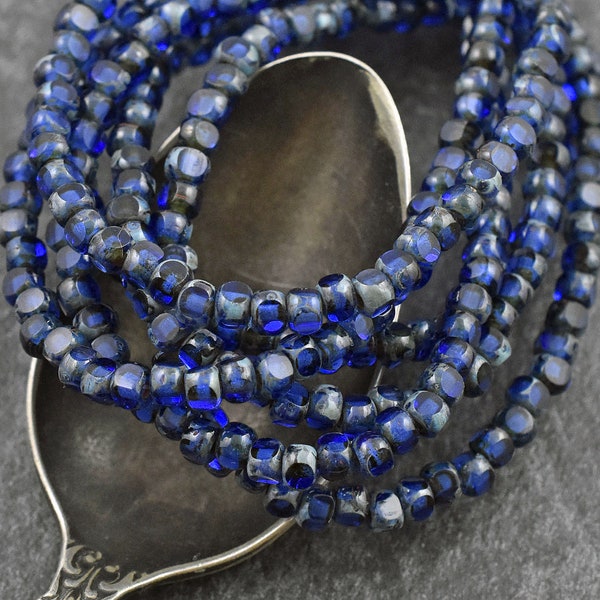 Czech Glass Beads - Trica Beads - Seed Beads - Czech Picasso Beads - Size 6 Beads  - 50pcs - (4950)