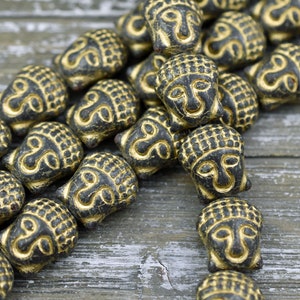 Czech Glass Beads - Buddha Beads - Buddha Head Bead  - Picasso Beads - 15x14mm - 4pcs (205)