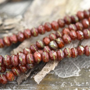 Rondelle Beads - Picasso Beads - Czech Glass Beads - Fire Polished Beads - Rustic Beads - 3x5mm - 27pcs (494)