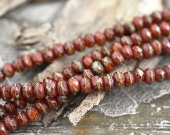 Rondelle Beads - Picasso Beads - Czech Glass Beads - Fire Polished Beads - Rustic Beads - 3x5mm - 27pcs (494)