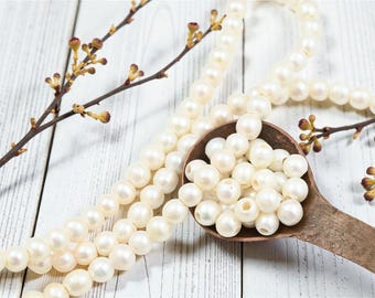 Freshwater Pearls - Large Hole Pearls - Large Hole Beads - Pearl Beads - Baroque Pearl Beads - 7-8mm - 8 inch strand - (A493)