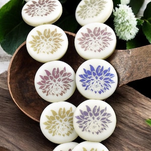 Czech Glass Beads - Dahlia Flower Beads - Floral Beads - Focal Beads - Laser Etched Beads - Coin Beads - 17mm - 8pcs - (B221)