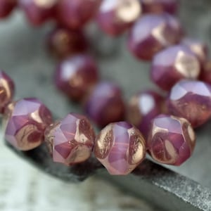 Czech Glass Beads - Central Cut Beads - Round Beads - Picasso Beads - Czech Beads - Pink Beads - 9mm - 15pcs - (2119)