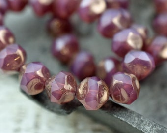 Czech Glass Beads - Central Cut Beads - Round Beads - Picasso Beads - Czech Beads - Pink Beads - 9mm - 15pcs - (2119)