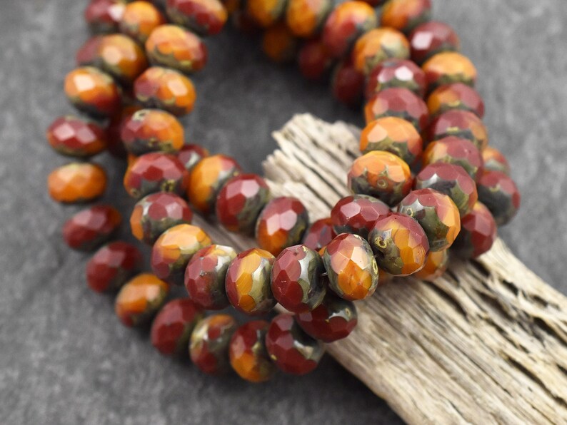 Picasso Beads Rondelle Beads Czech Glass Beads Fire Polished Beads Donut Beads 6x8mm 25pcs A521 image 4