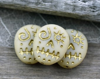 Czech Glass Beads - Sugar Skull Beads - Czech Sugar Skull - Voodoo Face Beads - 15x13mm - 4pcs - (B594)