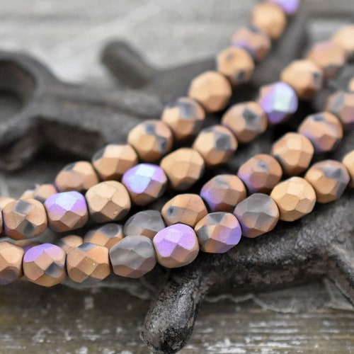 Czech Glass Beads Fire Polish Beads Matte Beads Glitter Etsy