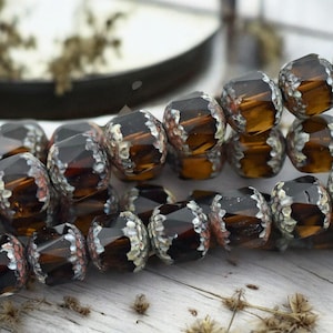Czech Glass Beads - Picasso Beads -  Cathedral Beads - Fire Polish Beads - 10mm - 12pcs - (5161)