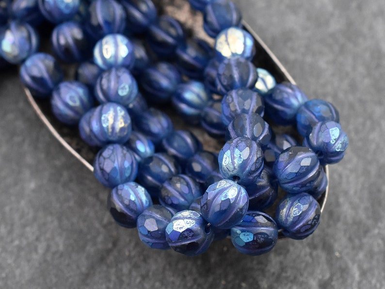 Czech Glass Beads Melon Beads Faceted Melon Picasso Beads Round Beads 8mm 20pcs A56 image 1