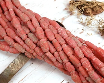 Cuentas de vidrio reciclado - Cuentas de vidrio de Java - Cuentas de vidrio indonesias - Aprox. 14 x 8 mm - Tira de 45 cm - (B407)