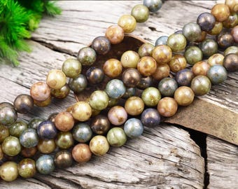 Picasso Beads - Czech Glass Beads - Round Druk Beads - 8mm - 25pcs - (B729)
