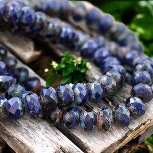 Czech Glass Beads - Picasso Beads - Rondelle Beads - Czech Glass Rondelles - 3x5mm or 5x7mm