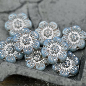 Czech Glass Beads - Flower Beads - Picasso Beads - Wildflower Beads - Czech Glass Flowers - 14mm - 12pcs - (2247)