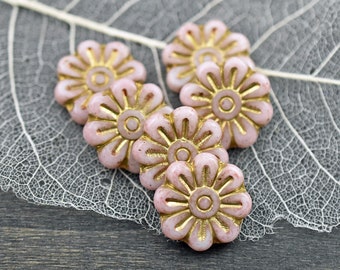 Czech Glass Beads - Flower Beads - Focal Beads - Czech Glass Flowers - Daisy Beads - 18mm Flower - 6pcs - (2716)