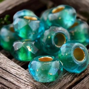 Roller Beads - Rondelle Beads - Large Hole Beads - 3mm Hole Beads - Fire Polished Beads - Czech Glass Beads - 25pcs - 6x9mm - (4530)