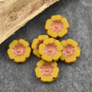 Flower Beads - Czech Glass Beads - Picasso Beads - Hawaiian Flower Beads - 12mm - 12pcs - (A541)