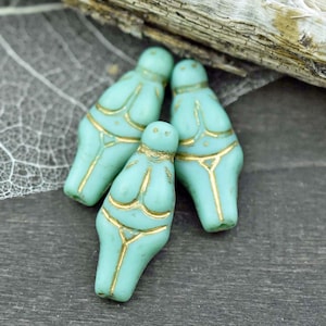 Goddess Bead - Czech Glass Beads - Female Goddess - Picasso Beads - 21x10mm - 4pcs - (1908)