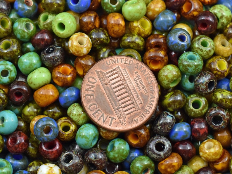 Picasso Beads Czech Glass Beads Seed Beads Size 2 Beads 2/0 Beads 6x4mm image 5