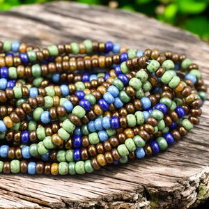 Picasso Seed Beads - Aged Picasso Beads - Czech Glass Beads - Size 5 Seed Beads - 5/0 - 20&quot; Strand - (6104)