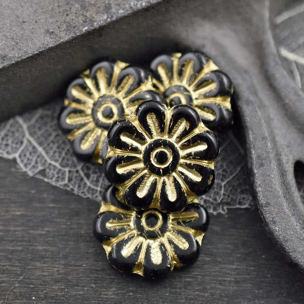 Czech Glass Beads - Flower Beads -Focal Beads -  Czech Glass Flowers - Daisy Beads - 18mm Flower - 6pcs - (3156)