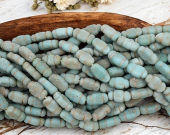 Cuentas de vidrio indonesias - Cuentas de vidrio de Java - Cuentas de vidrio reciclado - Aprox. 14 x 8 mm - Tira de 45 cm - (B121)