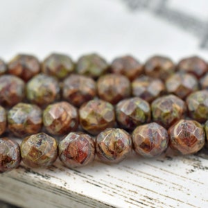 Picasso Beads Czech Glass Beads Fire Polished Beads Round Beads Rustic Beads Red Picasso 8mm 16pcs 3861 image 6