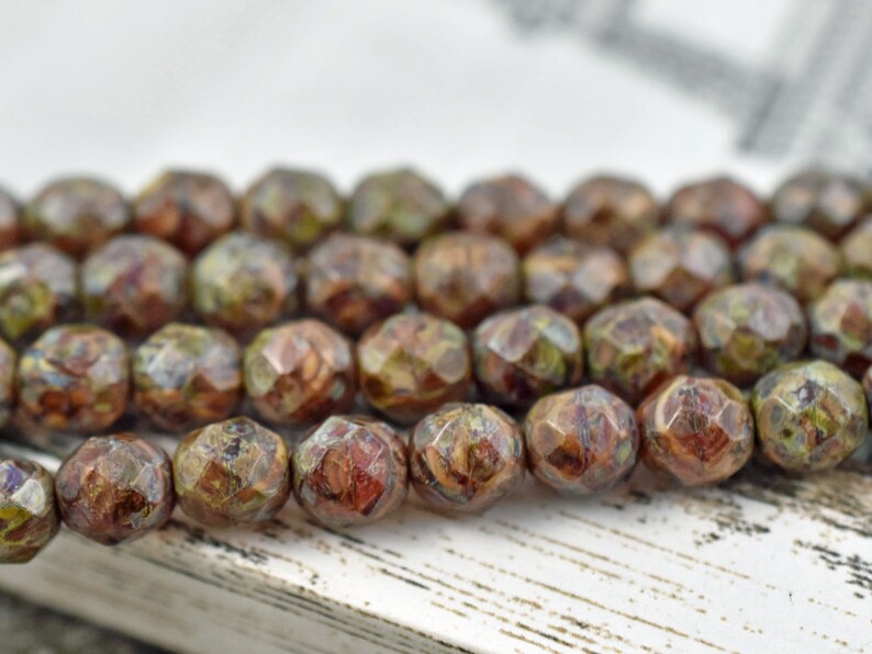 Picasso Beads Czech Glass Beads Fire Polished Beads Round Beads Rustic Beads Red Picasso 8mm 16pcs 3861 image 6