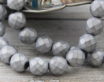 Hematite Beads - Metallic Beads - Silver Beads - Faceted Beads - Round Beads - Non Magnetic - 6mm 8mm or 10mm