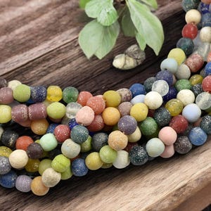 Indonesian Glass Beads - Mixed Beads - Pompeii Beads - Java Beads - Recycled Glass Beads - 24" Strand - (J22)