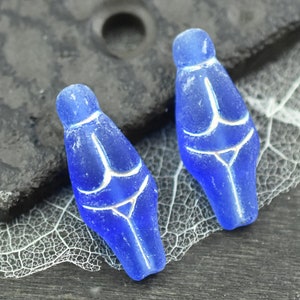 Goddess Bead - Czech Glass Beads - Female Goddess - Picasso Beads - 21x10mm - 4pcs - (292)