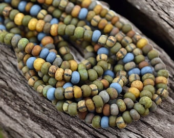 Aged Picasso Beads - Seed Beads - Czech Glass Beads - Size 5 Seed Beads - 5/0 - 20&quot; Strand - (1105)