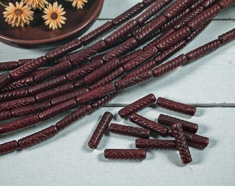 Czech Glass Beads - Tube Beads - Old Stock Beads - 18x4mm - 11pcs - (3754)