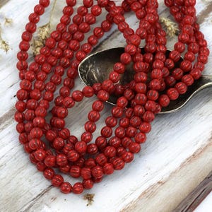 Czech Glass Beads -  Picasso Beads - Melon Beads - Fluted Beads - Round Beads - 4mm Melon Bead - 50pcs - 4mm - (2277)