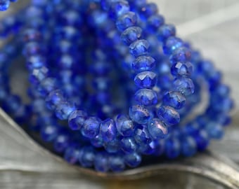 3mm Rondelle - Czech Glass Beads - Picasso Beads - Rondelle Beads - Czech Glass Rondelles - 3x5mm - 30pcs - (2597)