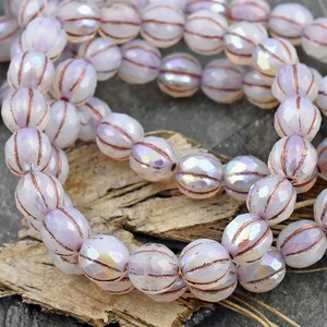 Czech Glass Beads Opaline Beads 8mm Melon Beads Faceted Melon Crystal Beads Round Beads 8mm 20pcs 5415 image 3